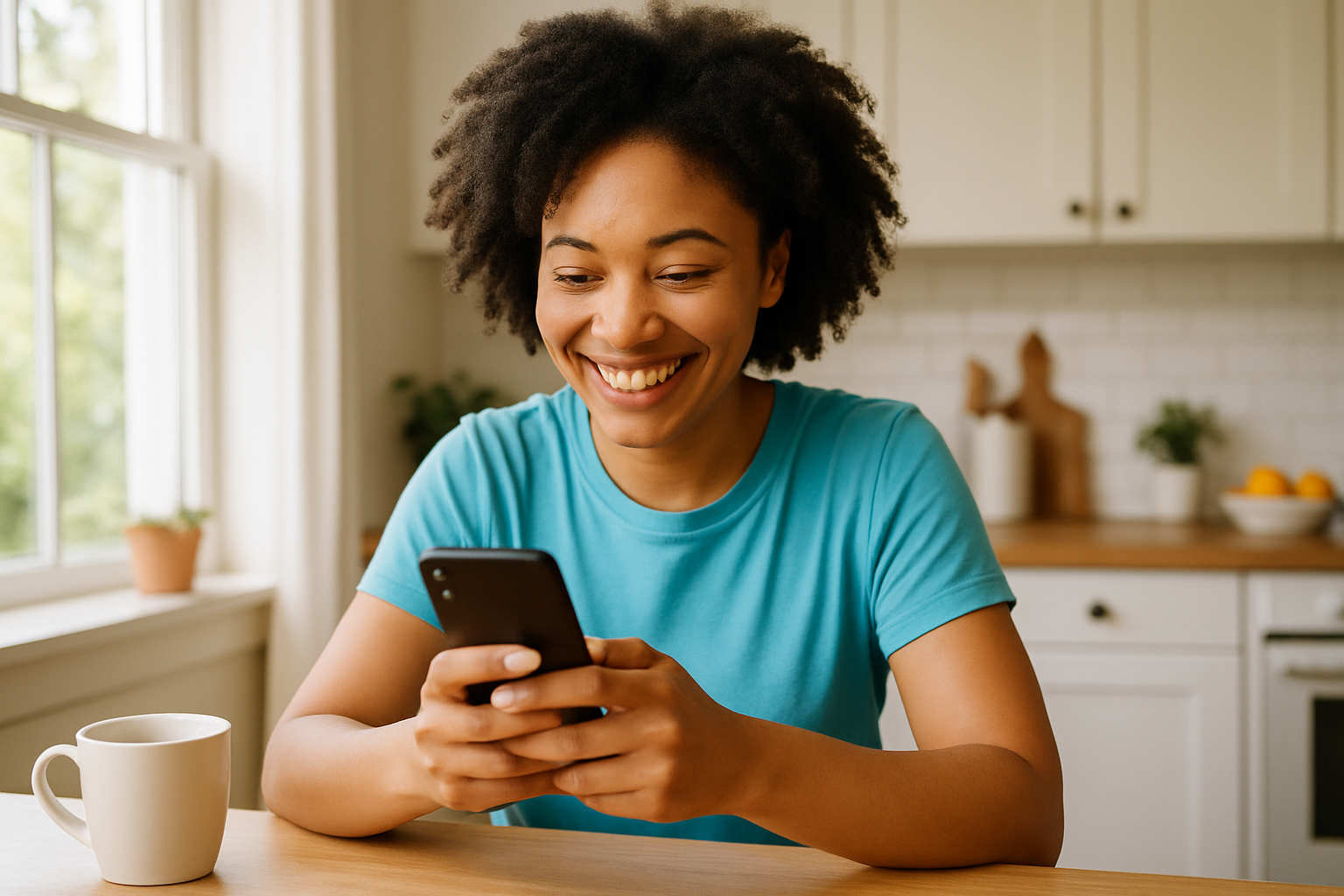 Person smiling while messaging on a smartphone — start dating in Dorset